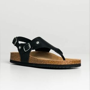 Oker Jasmin Black Leather Sandals Made In Spain Birks Style